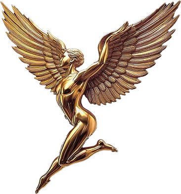 Gold angel in flight